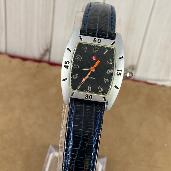 Michele Urban Watch Mini Aluminum Black Dial Blue or Red Strap with Box - Picture 7 of 12